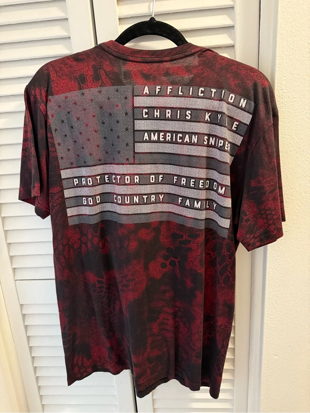 Affliction “American Sniper” Chris Kyle Graphic T Shirt- Red & Black